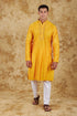Veshbhoshaa Bluesaanchi Royal Elegance Yellow Handloom Embroidery Kurta Set