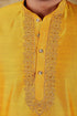 Veshbhoshaa Bluesaanchi Royal Elegance Yellow Handloom Embroidery Kurta Set