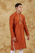 Veshbhoshaa Bluesaanchi Royal Elegance Tawny Handloom Embroidery Kurta Set