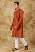 Veshbhoshaa Bluesaanchi Royal Elegance Tawny Handloom Embroidery Kurta Set