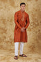 Veshbhoshaa Bluesaanchi Royal Elegance Tawny Handloom Embroidery Kurta Set