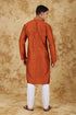 Veshbhoshaa Bluesaanchi Royal Elegance Tawny Handloom Embroidery Kurta Set