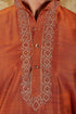 Veshbhoshaa Bluesaanchi Royal Elegance Tawny Handloom Embroidery Kurta Set