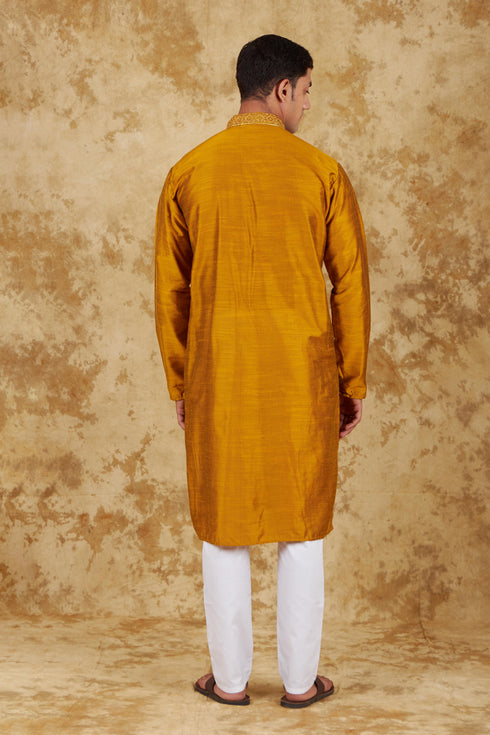 Veshbhoshaa Bluesaanchi Royal Elegance Bronze Handloom Embroidery Kurta Set