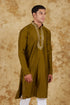 Veshbhoshaa Bluesaanchi Royal Elegance Field Drab Handloom Embroidery Kurta Set
