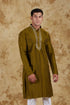 Veshbhoshaa Bluesaanchi Royal Elegance Field Drab Handloom Embroidery Kurta Set