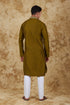 Veshbhoshaa Bluesaanchi Royal Elegance Field Drab Handloom Embroidery Kurta Set