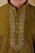 Veshbhoshaa Bluesaanchi Royal Elegance Field Drab Handloom Embroidery Kurta Set