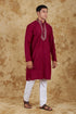 Veshbhoshaa Bluesaanchi Royal Elegance Crimson Handloom Embroidery Kurta Set