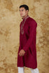 Veshbhoshaa Bluesaanchi Royal Elegance Crimson Handloom Embroidery Kurta Set