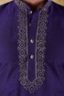 Veshbhoshaa Bluesaanchi Royal Elegance Space Blue Handloom Embroidery Kurta Set