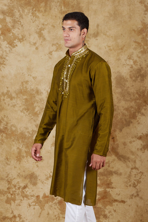 Veshbhoshaa Bluesaanchi Mirror Magic Field Drab Men'S Kurta Set