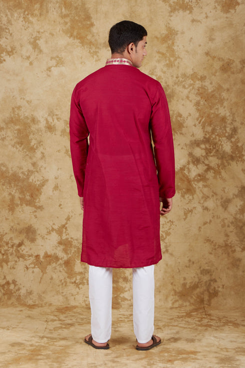 Veshbhoshaa Bluesaanchi Mirror Magic Red Men'S Kurta Set