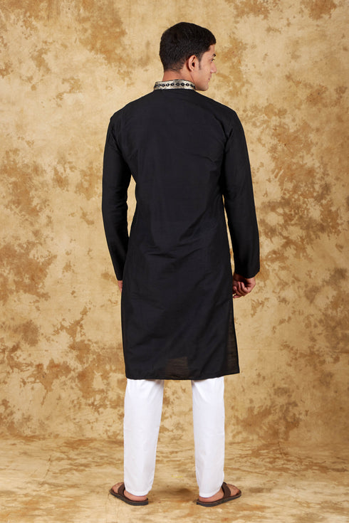 Veshbhoshaa Bluesaanchi Mirror Magic Black Men'S Kurta Set