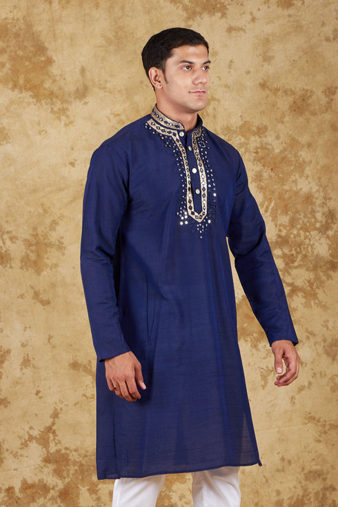 Veshbhoshaa Bluesaanchi Mirror Magic Blue Men'S Kurta Set