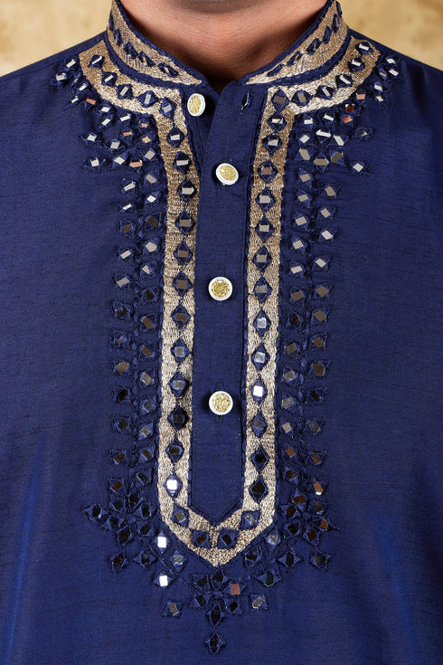 Veshbhoshaa Bluesaanchi Mirror Magic Blue Men'S Kurta Set