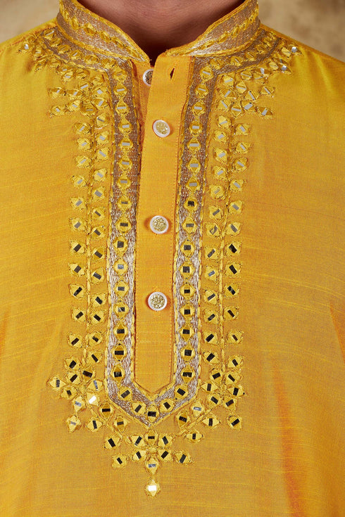 Veshbhoshaa Bluesaanchi Mirror Magic Yellow Men'S Kurta Set