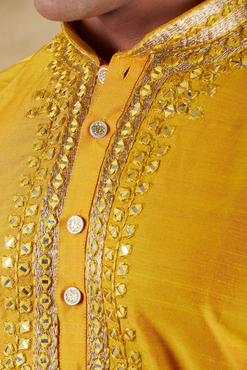 Veshbhoshaa Bluesaanchi Mirror Magic Yellow Men'S Kurta Set