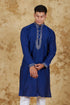 Veshbhoshaa Bluesaanchi Sunshine: Handwoven Embroidered Kurta Set Dark Blue