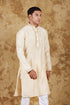 Veshbhoshaa Bluesaanchi Chandery Silk Light Khaki Embroidered Kurta Set