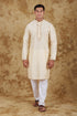 Veshbhoshaa Bluesaanchi Chandery Silk Light Khaki Embroidered Kurta Set