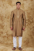 Veshbhoshaa Bluesaanchi Sunshine: Handwoven Embroidered Kurta Set Raw Umber