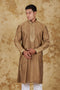 Veshbhoshaa Bluesaanchi Sunshine: Handwoven Embroidered Kurta Set Raw Umber