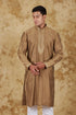 Veshbhoshaa Bluesaanchi Sunshine: Handwoven Embroidered Kurta Set Raw Umber