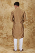 Veshbhoshaa Bluesaanchi Sunshine: Handwoven Embroidered Kurta Set Raw Umber