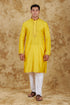 Veshbhoshaa Bluesaanchi Sunshine: Handwoven Embroidered Kurta Set Maize Yellow