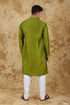 Veshbhoshaa Bluesaanchi Sunshine: Handwoven Embroidered Kurta Set Royal Green