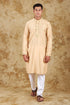Veshbhoshaa Bluesaanchi Chandery Silk Khaki Embroidered Kurta Set
