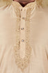 Veshbhoshaa Bluesaanchi Chandery Silk Khaki Embroidered Kurta Set
