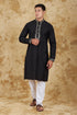Veshbhoshaa Bluesaanchi Sunshine: Handwoven Embroidered Kurta Set Royal Black