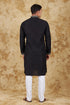Veshbhoshaa Bluesaanchi Sunshine: Handwoven Embroidered Kurta Set Royal Black