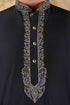 Veshbhoshaa Bluesaanchi Sunshine: Handwoven Embroidered Kurta Set Royal Black