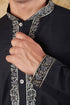 Veshbhoshaa Bluesaanchi Sunshine: Handwoven Embroidered Kurta Set Royal Black