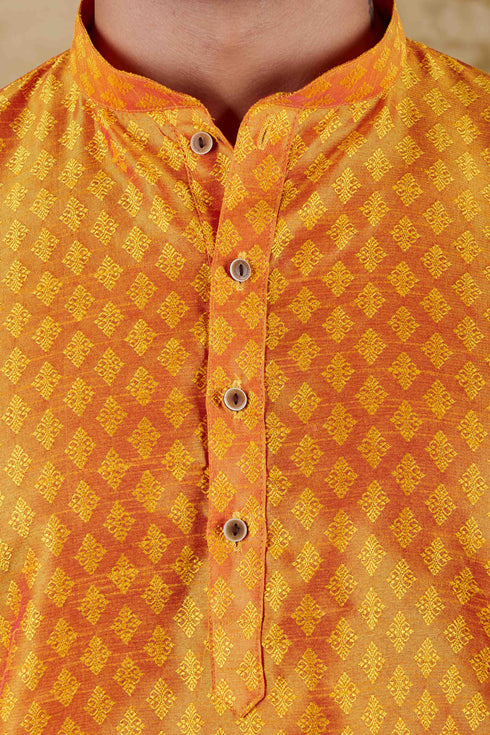 Veshbhoshaa Bluesaanchi Banarsi Silk Orange Kurta Set