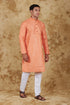 Veshbhoshaa Bluesaanchi Banarsi Silk Coral Kurta Set