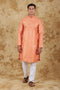 Veshbhoshaa Bluesaanchi Banarsi Silk Coral Kurta Set