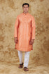 Veshbhoshaa Bluesaanchi Banarsi Silk Coral Kurta Set