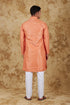 Veshbhoshaa Bluesaanchi Banarsi Silk Coral Kurta Set
