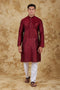Veshbhoshaa Bluesaanchi Banarsi Silk Maroon Kurta Set