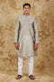 Veshbhoshaa Bluesaanchi Banarsi Silk Silver Kurta Set