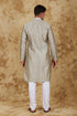 Veshbhoshaa Bluesaanchi Banarsi Silk Silver Kurta Set