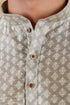 Veshbhoshaa Bluesaanchi Banarsi Silk Silver Kurta Set