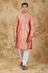 Veshbhoshaa Bluesaanchi Banarsi Silk Salmon Kurta Set
