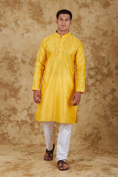 Veshbhoshaa Bluesaanchi Banarsi Silk Mango Kurta Set