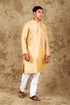 Veshbhoshaa Bluesaanchi Banarsi Silk Cream Kurta Set