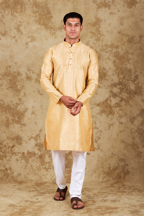 Veshbhoshaa Bluesaanchi Banarsi Silk Cream Kurta Set